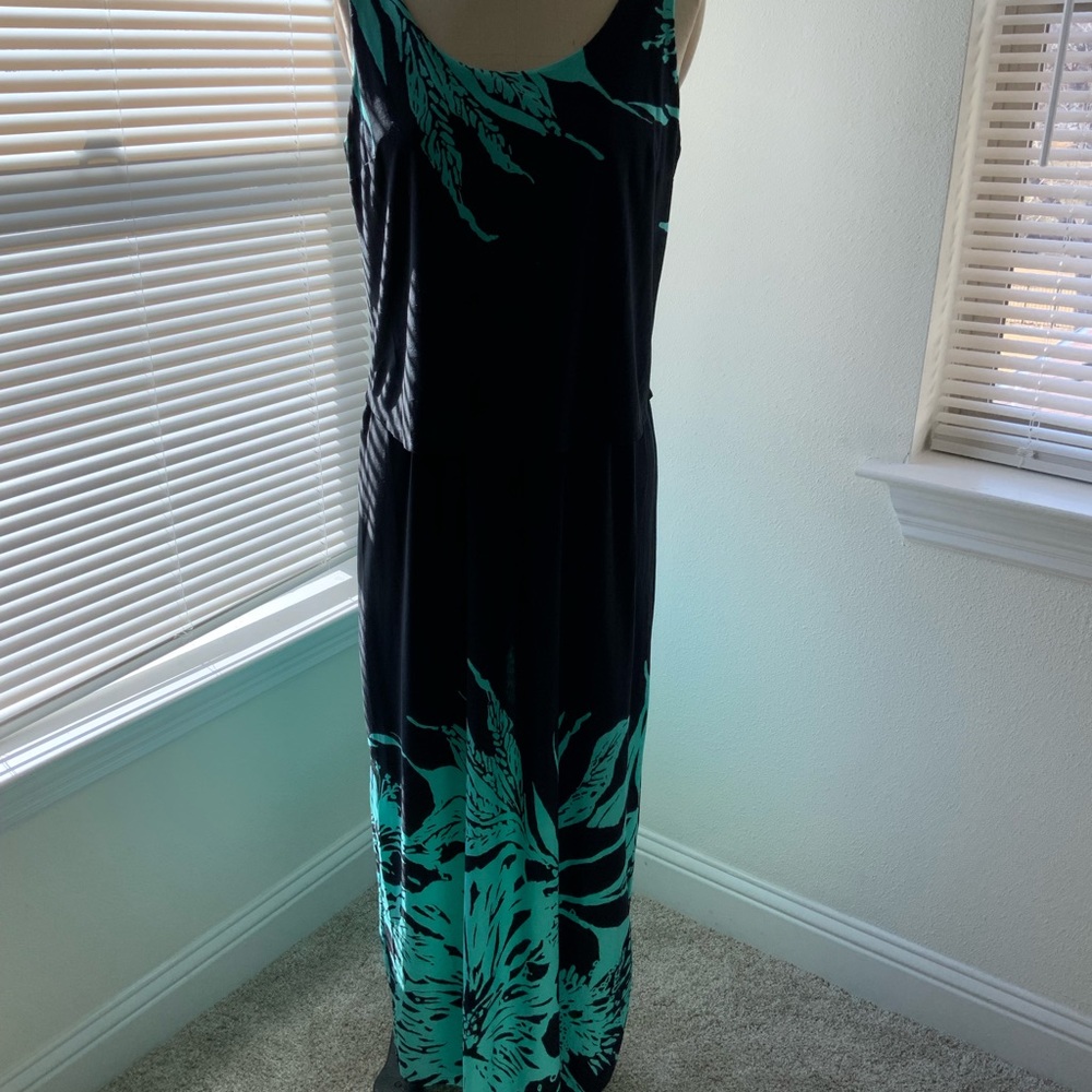 Long Navy and Teal Dress